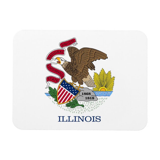 Patriotic flexible magnet with Illinois flag (Horizontal)