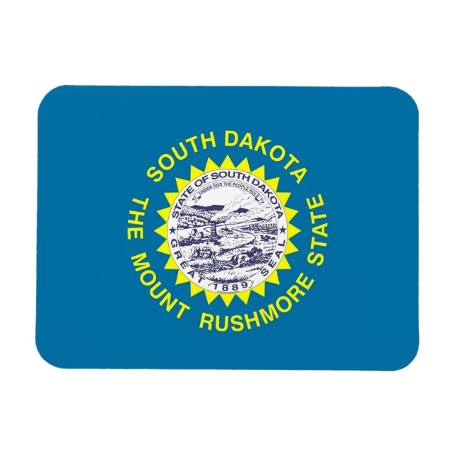 Patriotic flexible magnet with South Dakota flag (Horizontal)