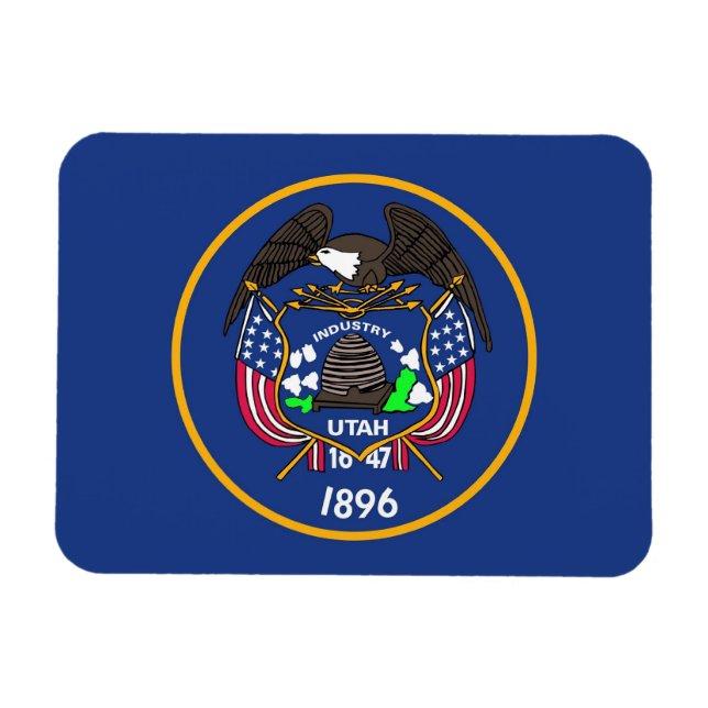 Patriotic flexible magnet with Utah State flag (Horizontal)