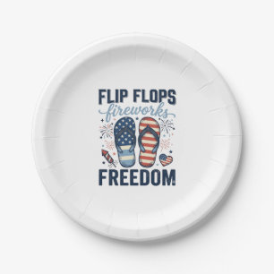 Patriotic Flip Flops Fireworks Freedom Shirt Desig Paper Plates