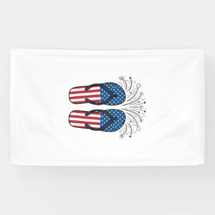 Patriotic Flip Flops Fireworks Summer Shirt Design Banner