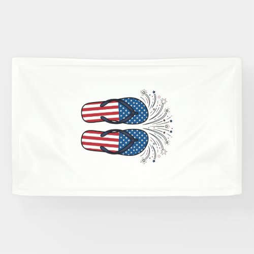 Patriotic Flip Flops Fireworks Summer Shirt Design Banner