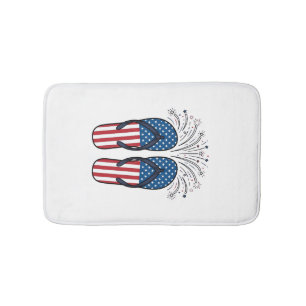 Patriotic Flip Flops Fireworks Summer Shirt Design Bath Mat