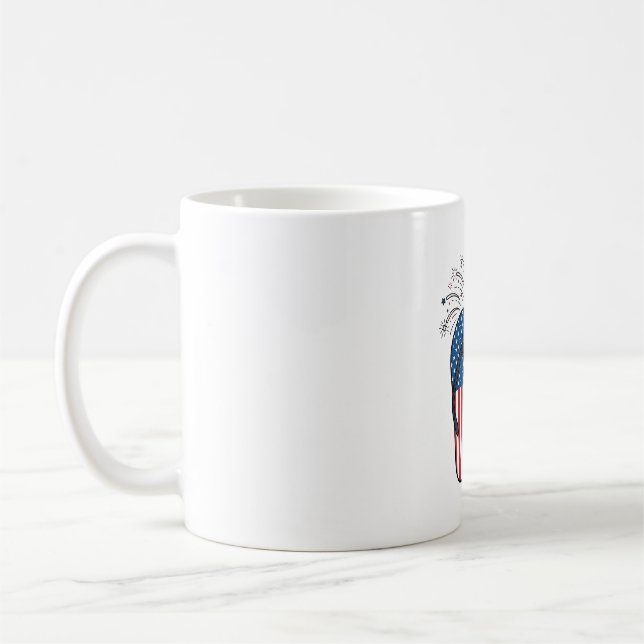 Patriotic Flip Flops Fireworks Summer Shirt Design Coffee Mug (Left)