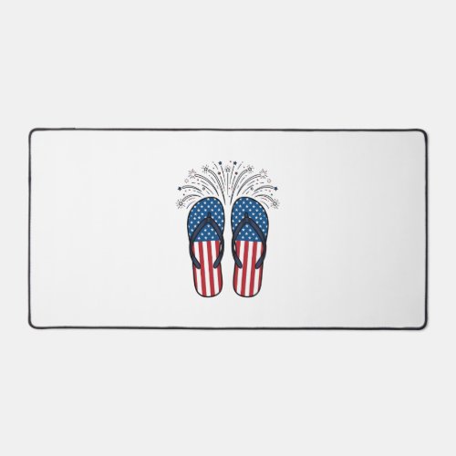 Patriotic Flip Flops Fireworks Summer Shirt Design Desk Mat