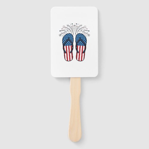 Patriotic Flip Flops Fireworks Summer Shirt Design Hand Fan