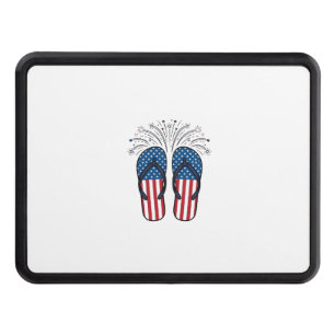 Patriotic Flip Flops Fireworks Summer Shirt Design Hitch Cover