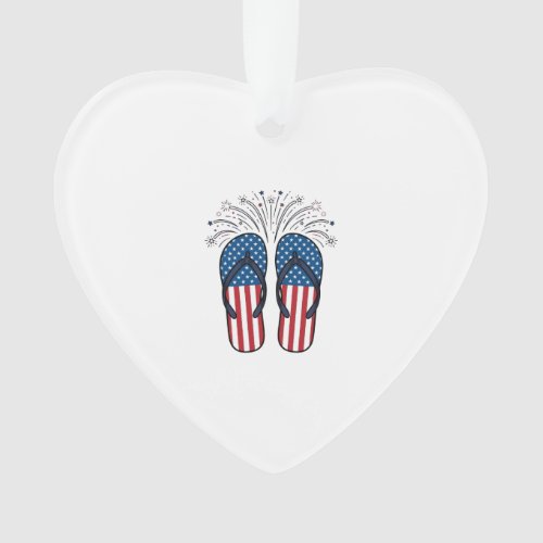 Patriotic Flip Flops Fireworks Summer Shirt Design Ornament