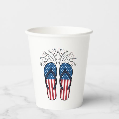 Patriotic Flip Flops Fireworks Summer Shirt Design Paper Cups
