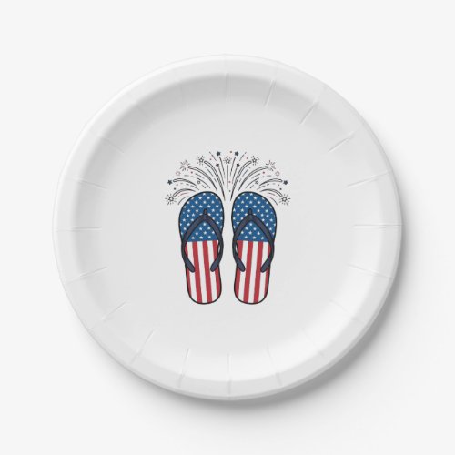 Patriotic Flip Flops Fireworks Summer Shirt Design Paper Plates