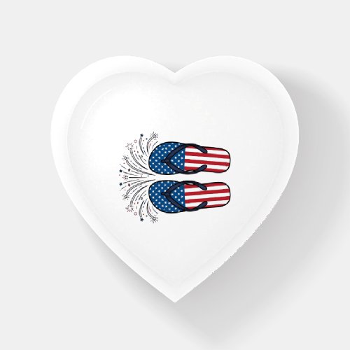 Patriotic Flip Flops Fireworks Summer Shirt Design Paperweight