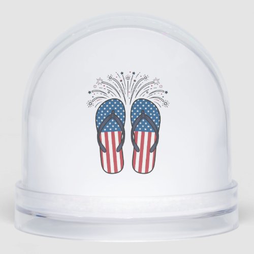 Patriotic Flip Flops Fireworks Summer Shirt Design Snow Globe
