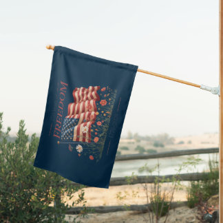 Patriotic Floral 250 Years of Freedom USA  House Flag