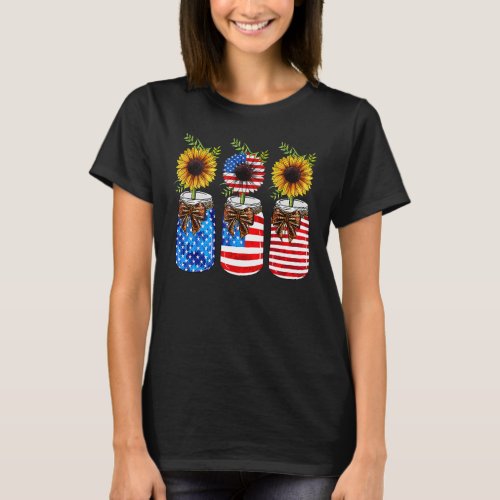 Patriotic Floral American Flag  4th Of July T_Shirt