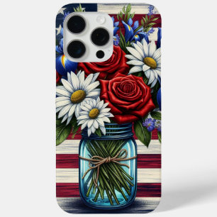Patriotic, floral distressed American iPhone 15 Pro Max Case