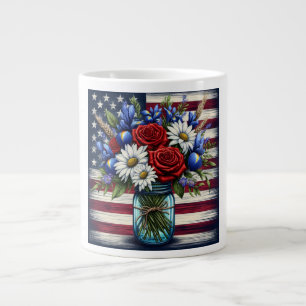 Patriotic, floral distressed American Giant Coffee Mug
