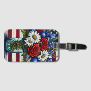 Patriotic, floral distressed American Luggage Tag