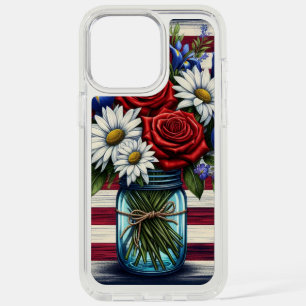 Patriotic, floral distressed American iPhone 15 Pro Max Case
