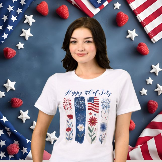 Patriotic Floral Fireworks, 4th of July Tri-Blend Shirt (Creator Uploaded)