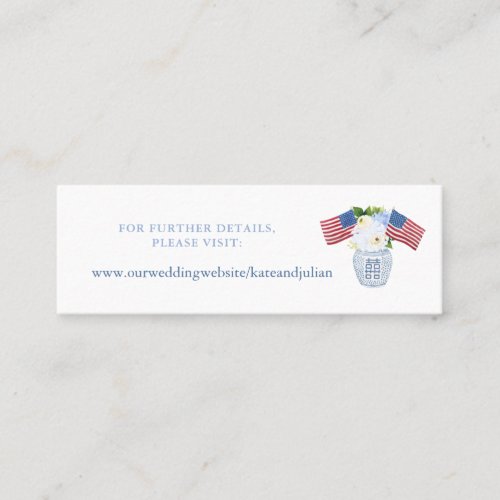 Patriotic Floral Flag Design Wedding Website Card