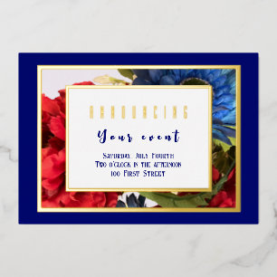 Patriotic Floral  Foil Invitation