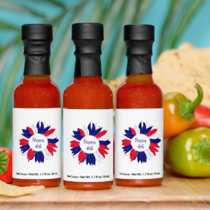 Patriotic Floral Fourth of July Red White Blue Hot Sauces