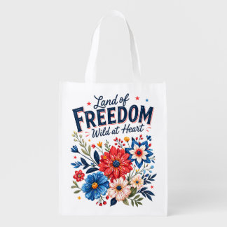 Patriotic Floral Freedom Tote Bag for Women