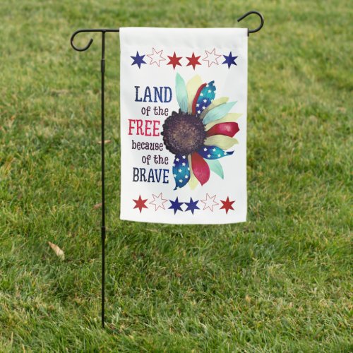 Patriotic Floral Land of the Free Red White Blue Garden Flag