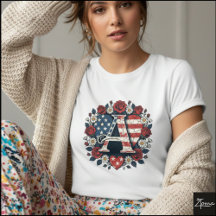 Patriotic Floral Letter A Wreath Design