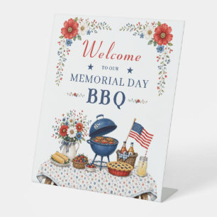 Patriotic Floral Memorial Day BBQ Welcome sign