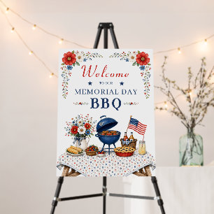 Patriotic Floral Memorial Day BBQ Welcome sign