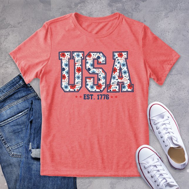 Patriotic Floral USA 1776 Tri-Blend Shirt (Creator Uploaded)