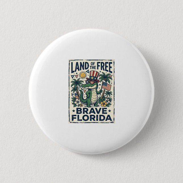 Patriotic Florida Alligator 4th of July Button (Front)