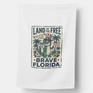 Patriotic Florida Alligator 4th of July House Flag