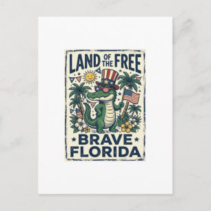 Patriotic Florida Alligator 4th of July Postcard