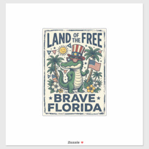 Patriotic Florida Alligator 4th of July Sticker