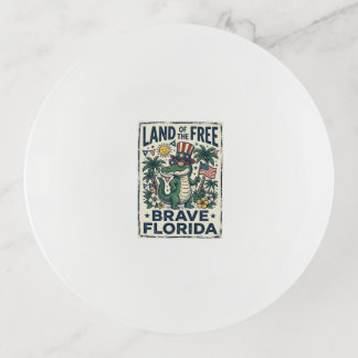 Patriotic Florida Alligator 4th of July Trinket Tray
