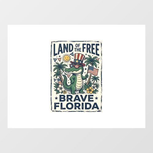 Patriotic Florida Alligator 4th of July Window Cling