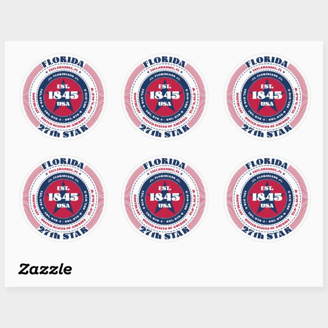 Patriotic Florida Circle Design Sticker (Sheet)