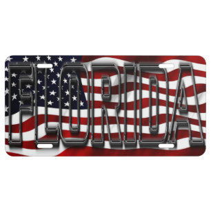 Patriotic Florida on American flag License Plate