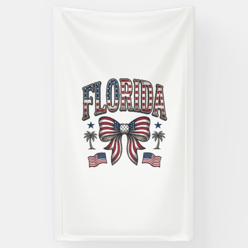 Patriotic Florida Vintage Bow Fourth of July Shirt Banner
