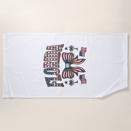 Patriotic Florida Vintage Bow Fourth of July Shirt Beach Towel