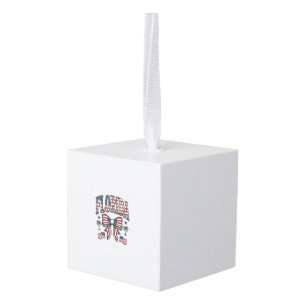 Patriotic Florida Vintage Bow Fourth of July Shirt Cube Ornament