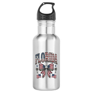 Patriotic Florida Vintage Bow Fourth of July Shirt Stainless Steel Water Bottle