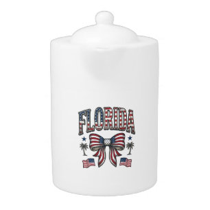 Patriotic Florida Vintage Bow Fourth of July Shirt Teapot
