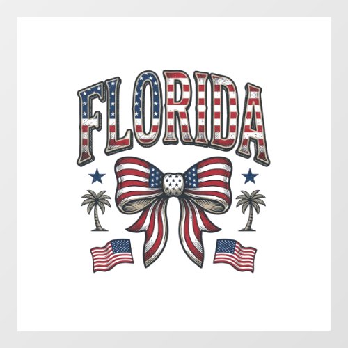 Patriotic Florida Vintage Bow Fourth of July Shirt Window Cling