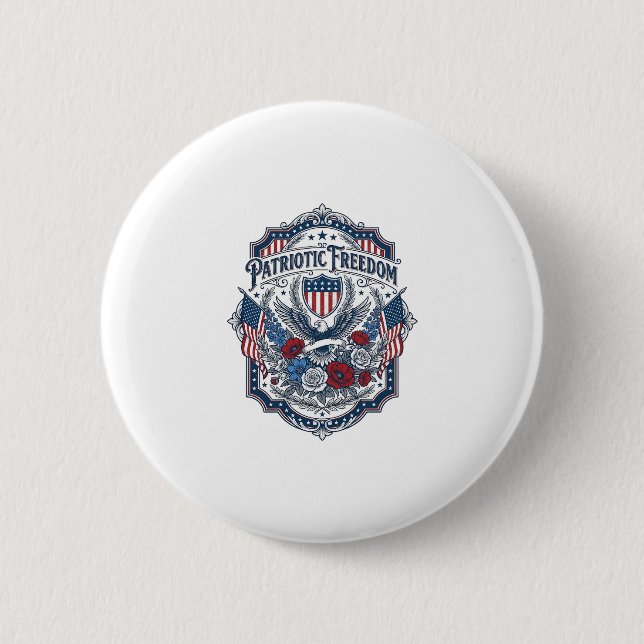 Patriotic Florist Vector Graphic Tee_1 Button (Front)