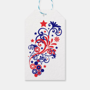 Patriotic Flourishes, Stars, and Swirls Gift Tags