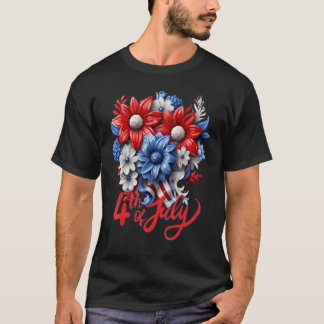 Patriotic Flowers in Red White & Blue 4th of July_ T-Shirt