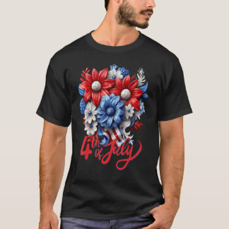 Patriotic Flowers in Red White & Blue 4th of July_ T-Shirt